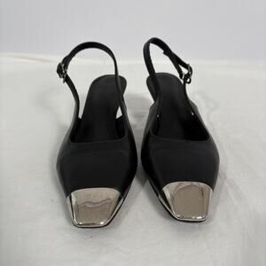 Chic Yiriss Black Leather Slingback Mules - Size 7